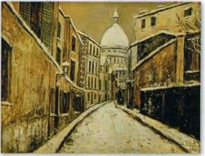 モーリス ユトリロ Maurice Utrillo 雪のサクレクールとサン リュ 