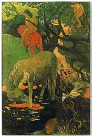 白い馬（ゴーギャン） M20A号 絵画 複製名画 キャンバスアート 世界の名画シリーズ ゴーギャン